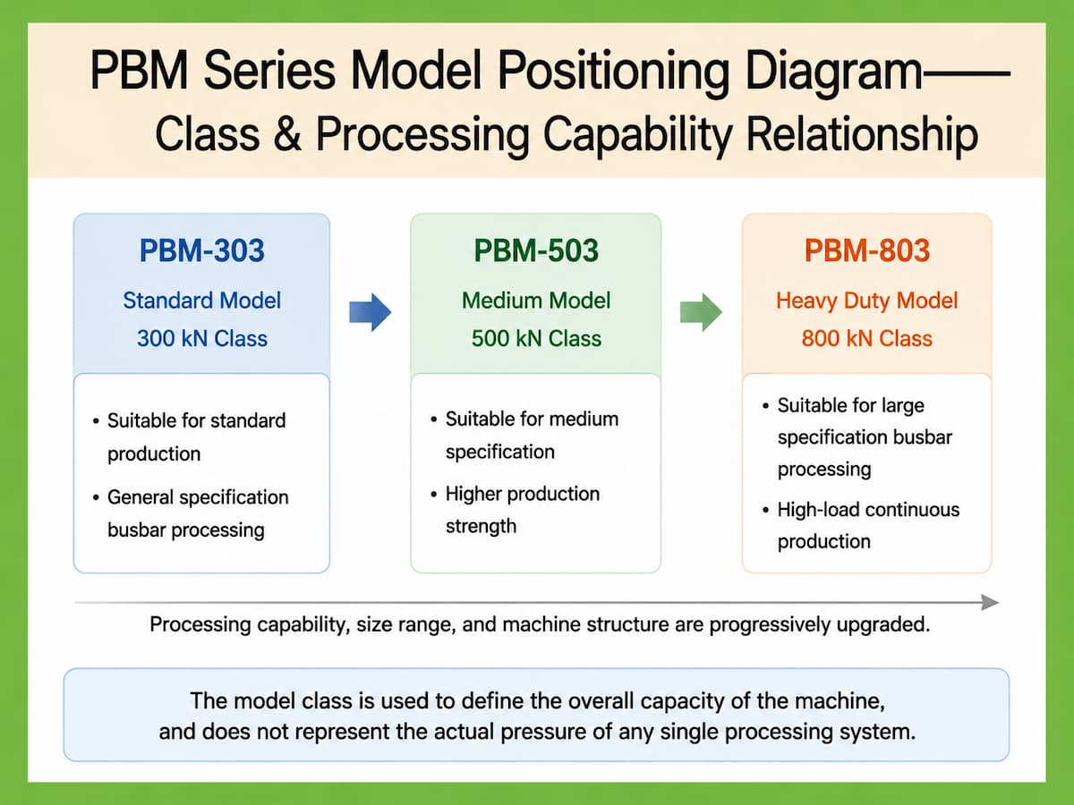 How to select PBM series busbar processing machine model according to busbar size How to select PBM series busbar processing machine model according to busbar size